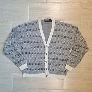 Vintage Cortina Italia Men’s Cotton V-neck Cardigan Sweater Made in Italy Large